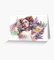 Magical fern. Faun girl portrait Greeting Card