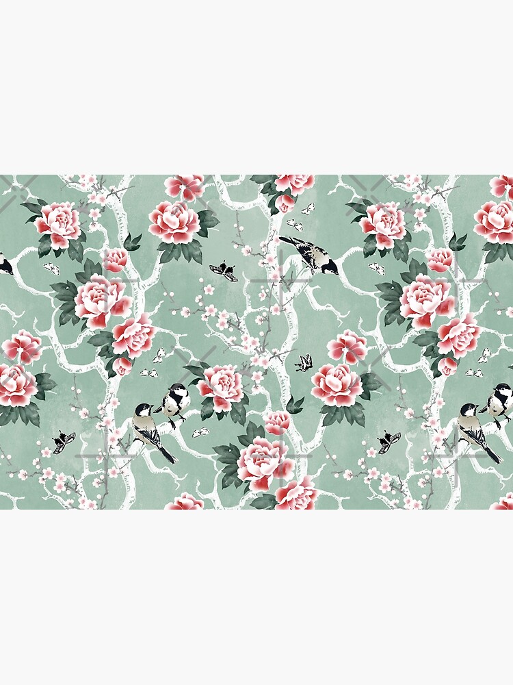 Chinoiserie birds in green by adenaJ