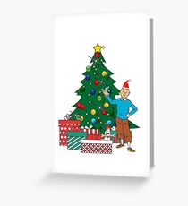 Tintin And Snowy Around The Christmas Tree Greeting Card