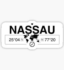 Pegatina Bahamas de Nassau con coordenadas del mapa mundial GPS
