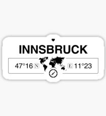 Innsbruck Tyrol with World Map Coordinates GPS Sticker
