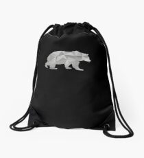 I Love Bears Silver Grizzly Polar Cub Geometric Drawstring Bag