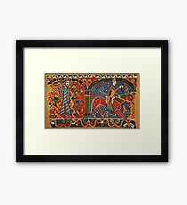 NORWEGISCHE BALDISHOL TAPESTRY, Mittelalterlicher Ritter zu Pferd Gerahmtes Wandbild