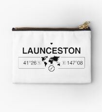 Launceston Tasmania with World Map Coordinates GPS Studio Pouch