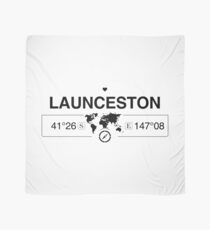 Launceston Tasmania with World Map Coordinates GPS Scarf