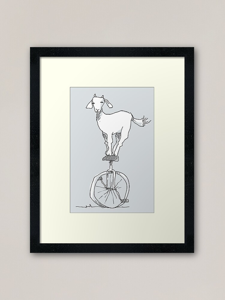 Alternate view of Goat on a unicycle Framed Art Print