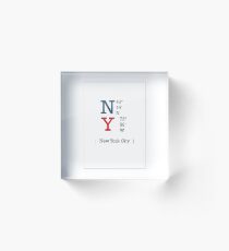 Longitude and Latitude - NY Red/Blue Acrylic Block
