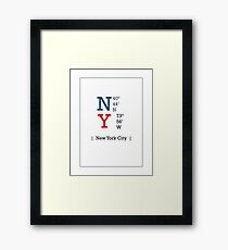Longitude and Latitude - NY Red/Blue Framed Print