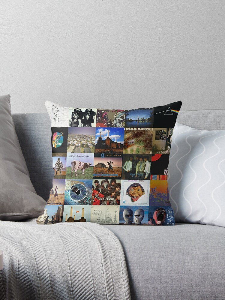 Vintage Pink Floyd Album Covers Collage Throw Pillow By