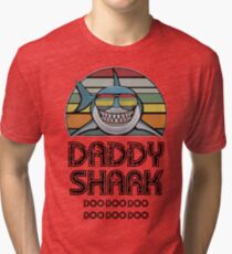 Daddy Shark Retro Tri-blend T-Shirt