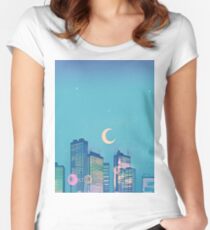 Klassische Shoujo-Himmel Tailliertes Rundhals-Shirt