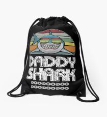 Daddy Shark Retro - For Dark Print Drawstring Bag