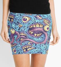 Eyeballs and Teeth Pattern Mini Skirt