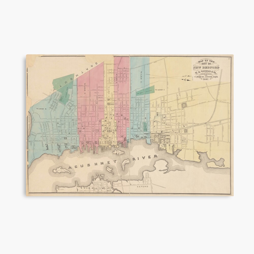 Vintage Map Of New Bedford MA 1887 Canvas Print By BravuraMedia   Mp,840x830,matte,f8f8f8,t Pad,1000x1000,f8f8f8 