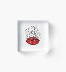 Weird lips ink drawing Acrylic Block
