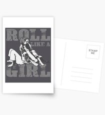 Roll Like A Girl Art | Cute Brazilian Martial Arts Gift Postcards