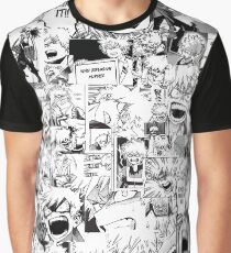 Camiseta gráfica bakugou enojado collage de katsuki