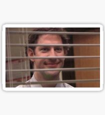 Jim Halpert Smiling Through Blinds Sticker