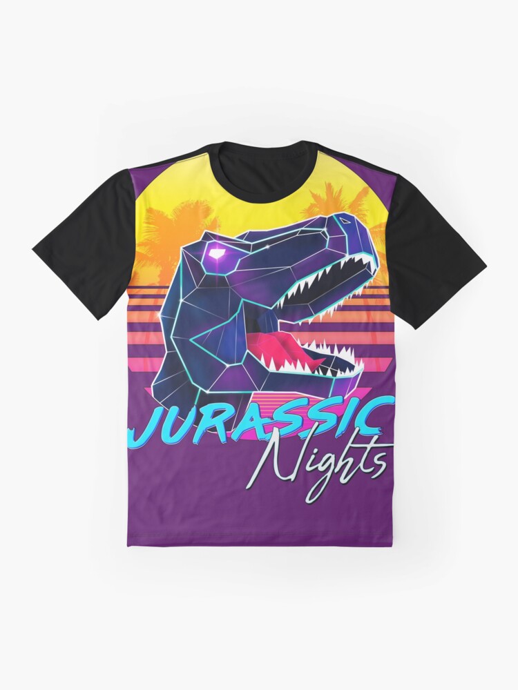 Alternate view of JURASSIC NIGHTS - Miami Vice Vapor Synthwave T-Rex Graphic T-Shirt