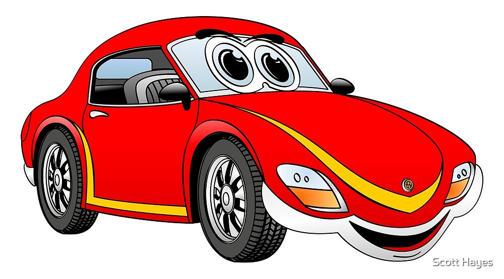  Red  Sports  Car  Cartoon  by Scott Hayes Redbubble