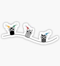 Owls under colourful hats pattern 5 Sticker