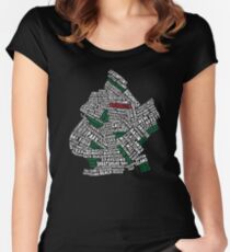 Brooklyn New York-Typografiekarte, NYC, Calligram Tailliertes Rundhals-Shirt