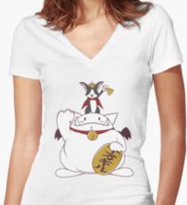 Maneki Cait / Final Fantasy VII Women's Fitted V-Neck T-Shirt