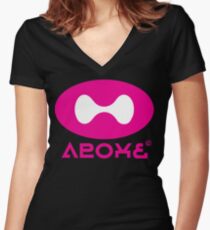 Tentatek Schwarz / Himmel-Blau Squideye T-Shirt Tailliertes T-Shirt mit V-Ausschnitt