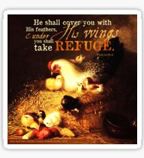Psalms 91:4 Verse Chicken Print Sticker