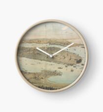 Reloj Mapa pictórico vintage de la ciudad de Nueva York (1854)