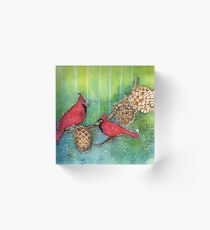 Christmas Cardinals Acrylic Block