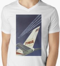 1960's TWA Travel Poster V-Neck T-Shirt