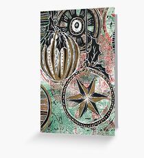 Xmas Baubles 12 - Gelli Plate Print and Ink Greeting Card