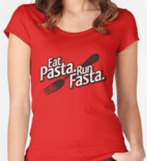Eat Pasta. Run Fasta. Women's Fitted Scoop T-Shirt
