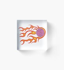 Volleyball ball on fire Acrylic Block