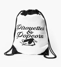 Pirouettes and popcorn Drawstring Bag