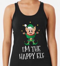 Cute Christmas Elf Funny Costume Xmas Squad Happy Elf Racerback Tank Top