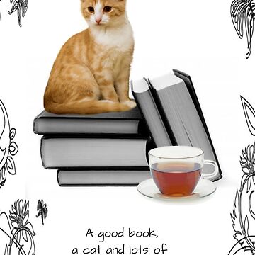 Cat, books and tea Poster for Sale by Thisgingerloves