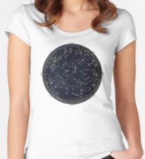Antike Karte des Nachthimmels, Astronomie des 19. Jahrhunderts Tailliertes Rundhals-Shirt