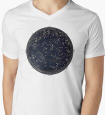Antike Karte des Nachthimmels, Astronomie des 19. Jahrhunderts T-Shirt mit V-Ausschnitt