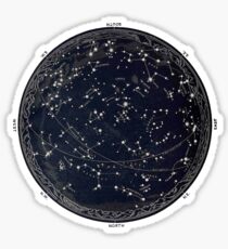 Antike Karte des Nachthimmels, Astronomie des 19. Jahrhunderts Sticker