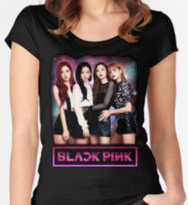 Schwarzes Rosa 03 Tailliertes Rundhals-Shirt