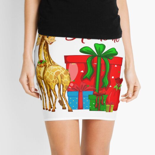 Christmas Giraffes Ho Ho Ho Mini Skirt