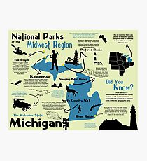 Michigan National Parks Infographic Map Photographic Print