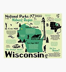 Wisconsin National Parks Infographic Map Photographic Print