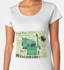 Wisconsin National Parks Infographic Map Women's Premium T-Shirt