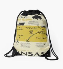 Kansas National Parks Infographic Map Drawstring Bag