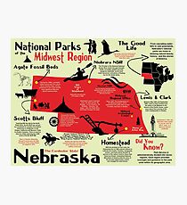 Nebraska National Parks Infographic Map Photographic Print