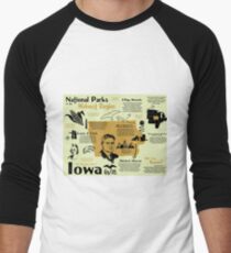 Iowa National Parks Infographic Map Men's Baseball ¾ T-Shirt