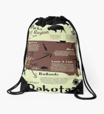 South Dakota National Parks Infographic Map Drawstring Bag